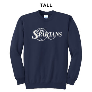 Spartans Boys BB Tall Fleece Crewneck Sweatshirt-Navy