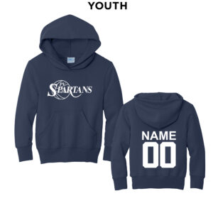 Spartans Boys BB Youth Fleece Hooded Sweatshirt-Navy