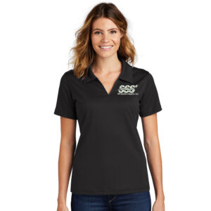 STS Systems Support Sport-Tek Ladies Dri-Mesh V-Neck Polo-Black