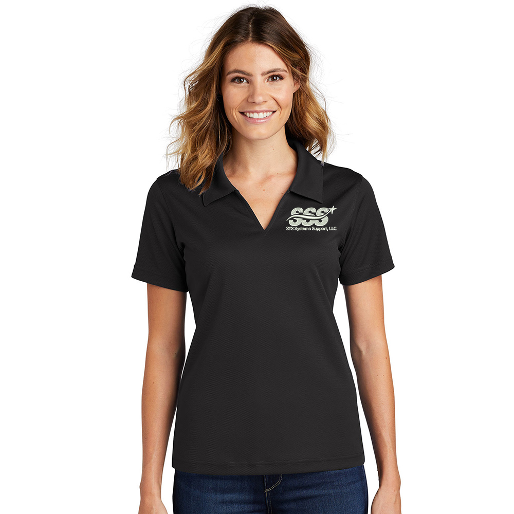 STS Systems Support Sport-Tek Ladies Dri-Mesh V-Neck Polo-Black