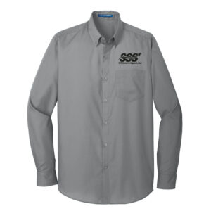 STS Systems Support Port Authority Long Sleeve Carefree Poplin Shirt Men-Gusty Grey