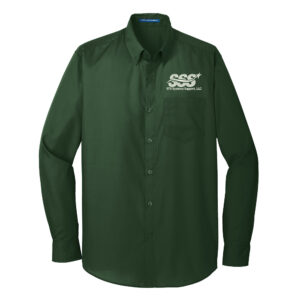 STS Systems Support Port Authority Long Sleeve Carefree Poplin Shirt Men-Deep Forest Green