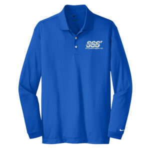 STS Systems Support Men Nike Golf Long Sleeve Dri-Fit Stretch Tech Polo-Blue Sapphire