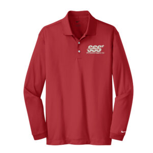 STS Systems Support Men Nike Golf Long Sleeve Dri-Fit Stretch Tech Polo-Varsity red
