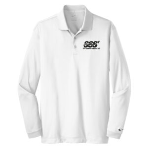 STS Systems Support Men Nike Golf Long Sleeve Dri-Fit Stretch Tech Polo-White