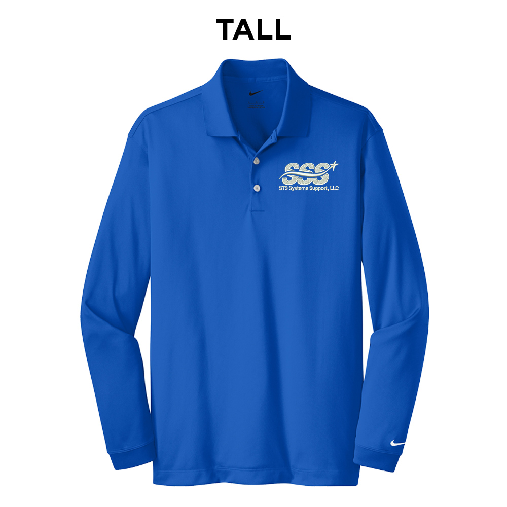 STS Systems Support Nike TALL Golf Long Sleeve Dri-Fit Stretch Tech Polo-Blue Sapphire