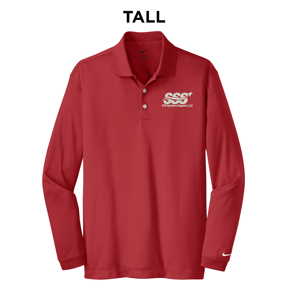 STS Systems Support Nike TALL Golf Long Sleeve Dri-Fit Stretch Tech Polo-Varsity Red