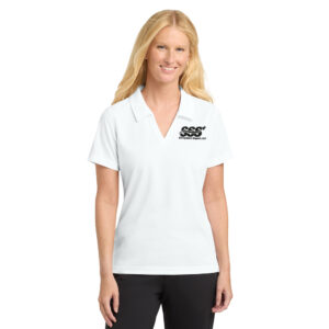 STS Systems Support Sport-Tek Ladies Dri-Mesh V-Neck Polo- White