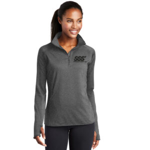 STS Systems Support Sport-Tek Ladies Sport-Wick Stretch 1/2-Zip Pullover-Charcoal Heather