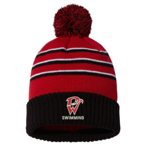 DW Swim Richardson Striped Beanie with Cuff and Pom