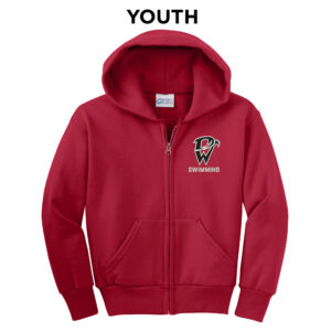 DW Swim Youth Core Fleece Full Zip Hooded Sweatshirt-Red