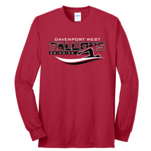DW Swim Unisex Cotton Long Sleeve Tee-Red