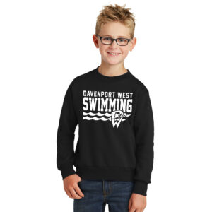 DW Swim Youth Fleece Crewneck Sweatshirt-Black