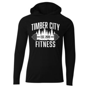 Timber City Fitness Cooling Performance Long Sleeve Men Hooded Tee-Black