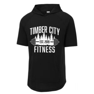Timber City Fitness Sport Tek Men PosiCharge Triblend Wicking Short Sleeve Hoodie-Black