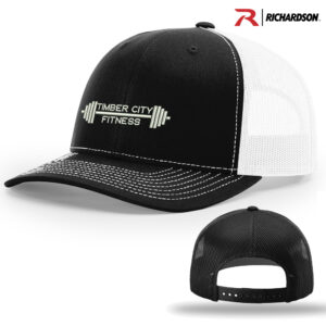 Timber City Fitness Richardson Pro Crown Mesh Back solid color Adjustable back cap Split-Black/White