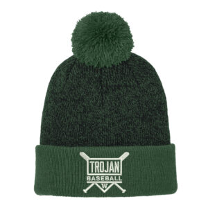 Trojan Baseball Club Sport-Tek Halftime Heather Pom Beanie-Foret Green/Black