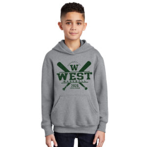 Trojan Baseball Club Youth Fleece Hooded Sweatshirt-Athletic Heather
