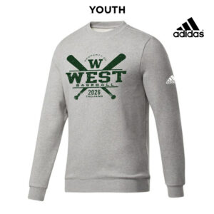 Trojan Baseball Club Adidas YOUTH Fleece Crewneck Sweatshirt- MedGrey Heather