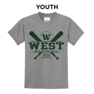 Trojan Baseball Club Youth Short Sleeve Tee-Athletic Heather