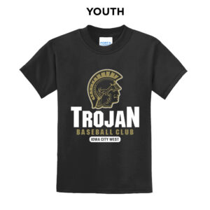 Trojan Baseball Club Youth Short Sleeve Tee-Black