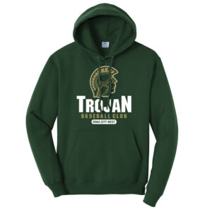 Trojan Baseball Club Unisex Fleece Hooded Sweatshirt-Dark Green