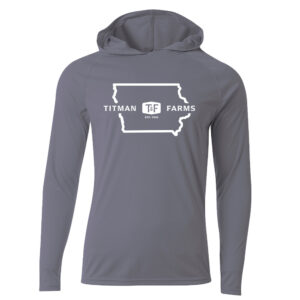 Titman Farms Men Cooling performance long sleeve hooded Tee-Graphite
