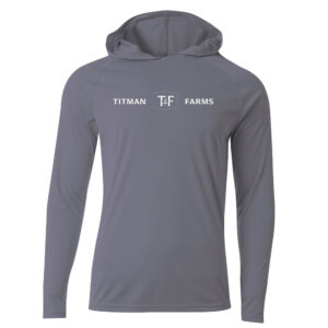 Titman Farms Men Cooling performance long sleeve hooded Tee-Graphite