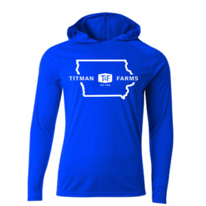 Titman Farms Men Cooling performance long sleeve hooded Tee-Royal