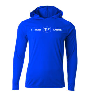 Titman Farms Men Cooling performance long sleeve hooded Tee-Royal