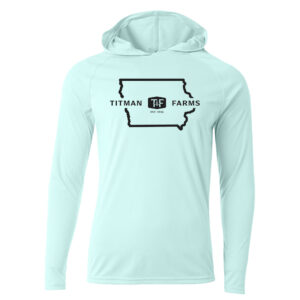 Titman Farms Men Cooling performance long sleeve hooded Tee-Pastel Mint