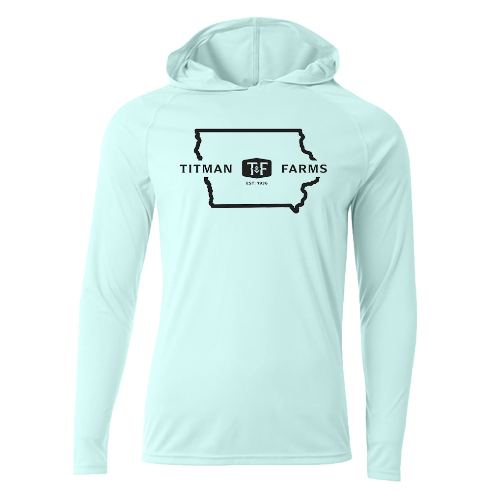Titman Farms Men Cooling performance long sleeve hooded Tee-Pastel Mint