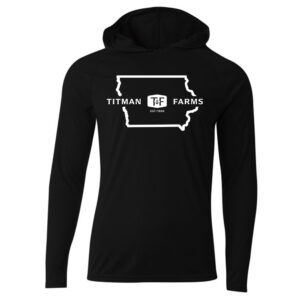 Titman Farms Men Cooling performance long sleeve hooded Tee-Black