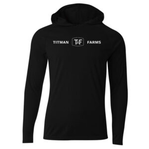 Titman Farms Men Cooling performance long sleeve hooded Tee-Black