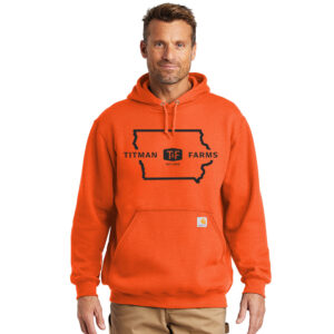 Titman Farms Carhartt Men Midweight Hooded Sweatshirt-Brite Orange