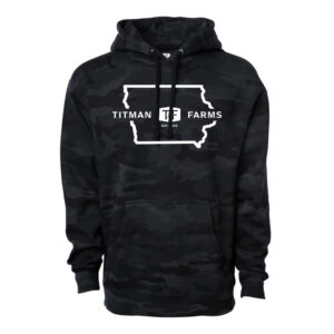 Titman Farms Independent Trading Co.Camo Pattern Hooded Pullover Sweatshirt Unisex-Black Camo