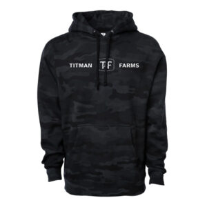 Titman Farms Independent Trading Co.Camo Pattern Hooded Pullover Sweatshirt Unisex-Black Camo