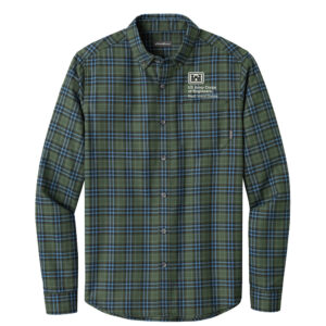 US Army Corps of Engineers Eddie Bauer men Long Sleeve Favorite Flannel Plaid Shirt-Soft Olive Plaid