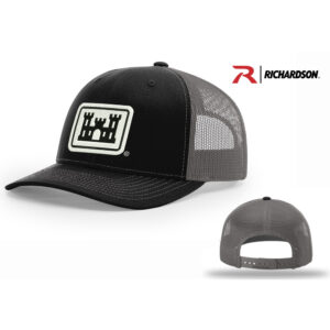 US Army Corps of Engineers Richardson Pro Mesh Adjustable Trucker Cap Split-Black/Charcoal