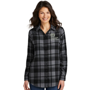 US Army Corps of Engineers Port Authority Ladies Plaid Flannel Tunic-Grey/Black