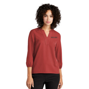 UD Theological Mercer and Mettle Women’s Stretch Crepe 3/4-Sleeve Blouse-Teracotta