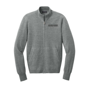 UD Theological Port Authority Men Easy Care Full-Zip Sweater-Medium Heather Grey