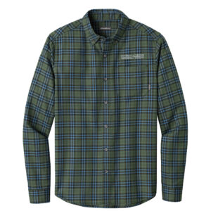 UD Theological Eddie Bauer men Long Sleeve Favorite Flannel Plaid Shirt-Soft Olive Plaid