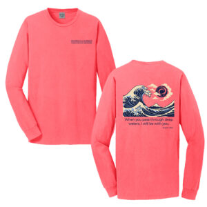 UD Theological Unisex Beach Wash Pigment-Dyed Long Sleeve Tee-Neon Coral