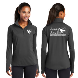 Visiting Angels Sport-Tek Ladies Sport-Wick Stretch 1/2-Zip Pullover-Charcoal