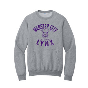 Webster City Lynx Unisex Core Fleece Crewneck Pocket Sweatshirt-Athletic Heather