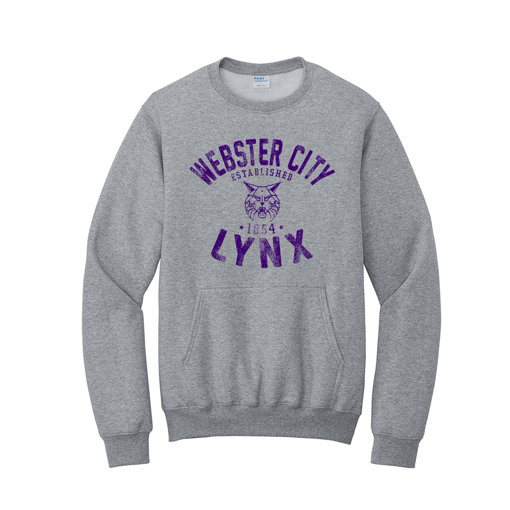 Webster City Lynx Unisex Core Fleece Crewneck Pocket Sweatshirt-Athletic Heather