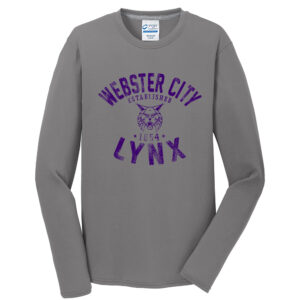 Webster City Lynx Men Long Sleeve Essential Blended Performance Tee-Medium grey