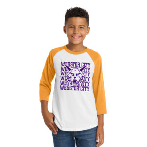 Webster City Lynx Sport-Tek Youth Colorblock Raglan Jersey-White/Gold
