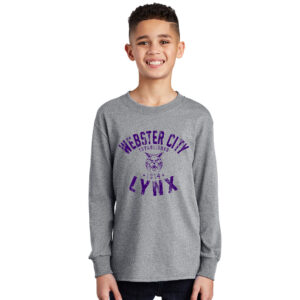 Webster City Lynx Youth Cotton Long Sleeve Tee-Athletic heather